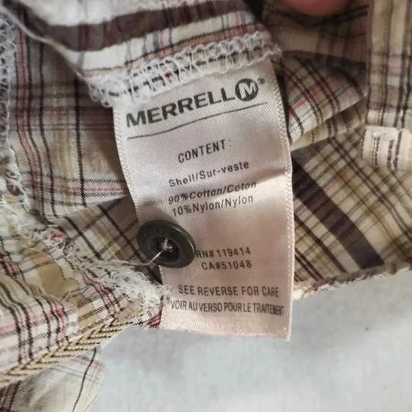 Merrell Mens Plaid Short Sleeve Metal Button Up Shirt Medium Outdoor Adventure - Picture 11 of 11